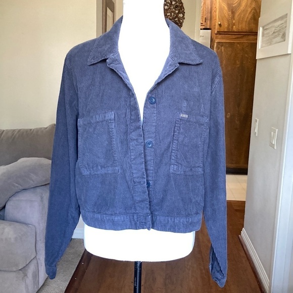 RVCA Corduroy Midnight Blue Short Waisted Jacket Size 14 - Picture 1 of 4